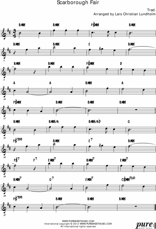 Product picture Scarborough Fair Pure Sheet Music Solo for French Horn, Arranged by Lars Christian Lundholm