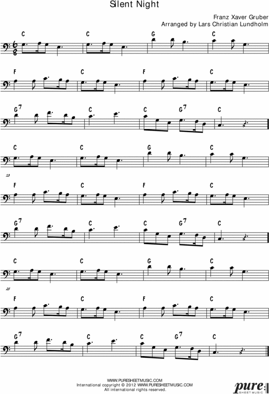 Product picture Silent Night Pure Sheet Music Solo for Double Bass, Arranged by Lars Christian Lundholm