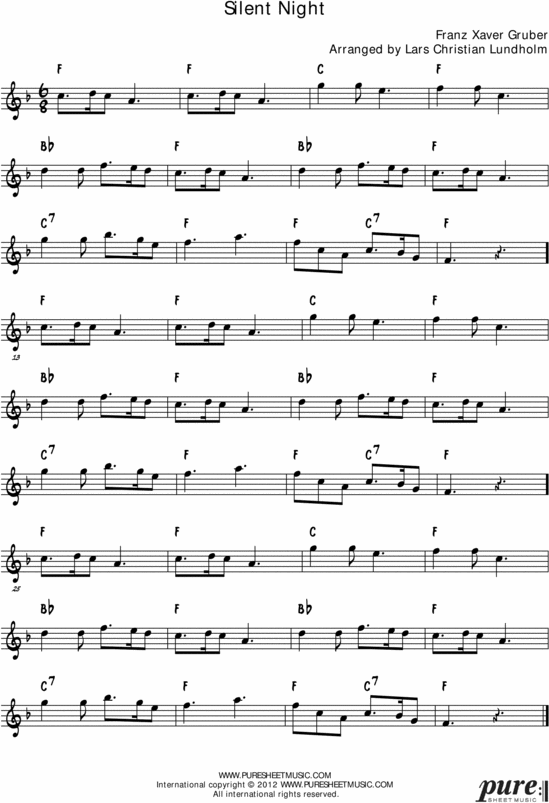 Product picture Silent Night Pure Sheet Music Solo for English Horn, Arranged by Lars Christian Lundholm