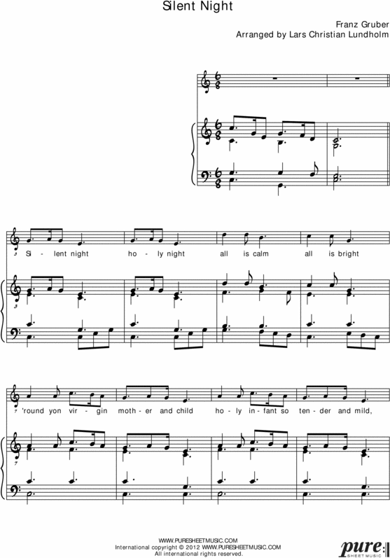 Product picture Silent Night Pure Sheet Music for Organ and Voice, Arranged by Lars Christian Lundholm
