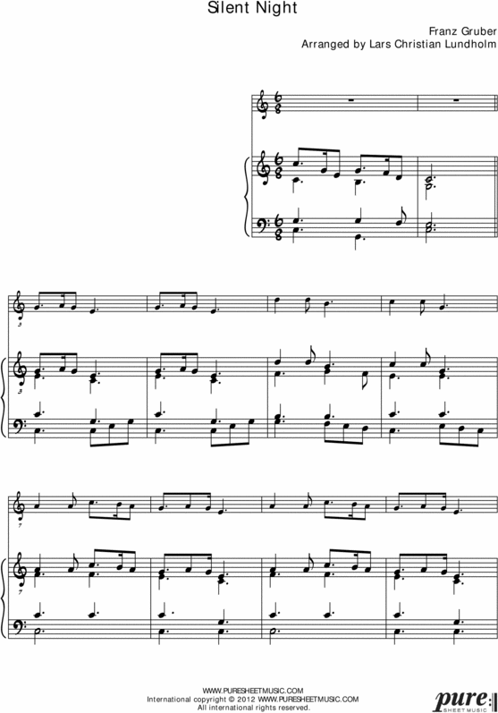 Product picture Silent Night Pure Sheet Music for Piano and C Instrument, Arranged by Lars Christian Lundholm