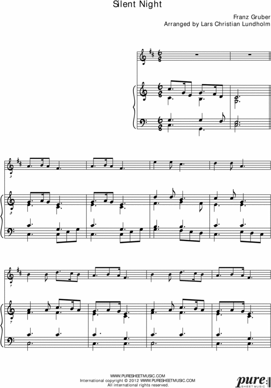 Product picture Silent Night Pure Sheet Music for Piano and Clarinet, Arranged by Lars Christian Lundholm