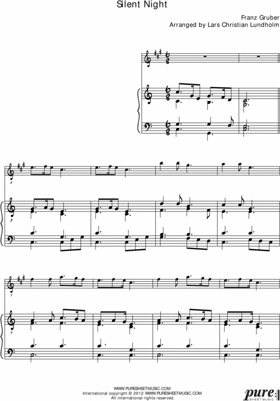 Product picture Silent Night Pure Sheet Music for Piano and English Horn, Arranged by Lars Christian Lundholm