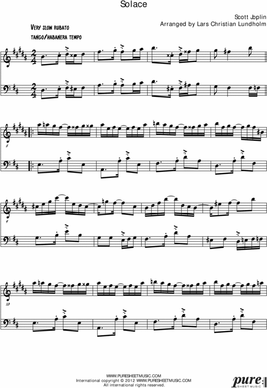 Product picture Solace Pure Sheet Music Duet for Alto Saxophone and Accordion, Arranged by Lars Christian Lundholm