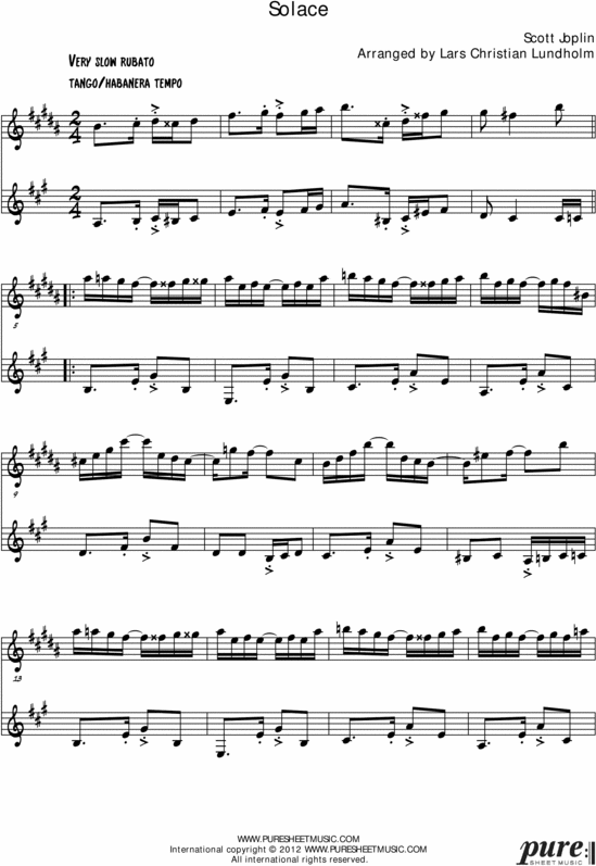 Product picture Solace Pure Sheet Music Duet for Alto Saxophone and F Instrument, Arranged by Lars Christian Lundholm