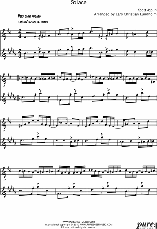 Product picture Solace Pure Sheet Music Duet for Cello and Baritone Saxophone, Arranged by Lars Christian Lundholm