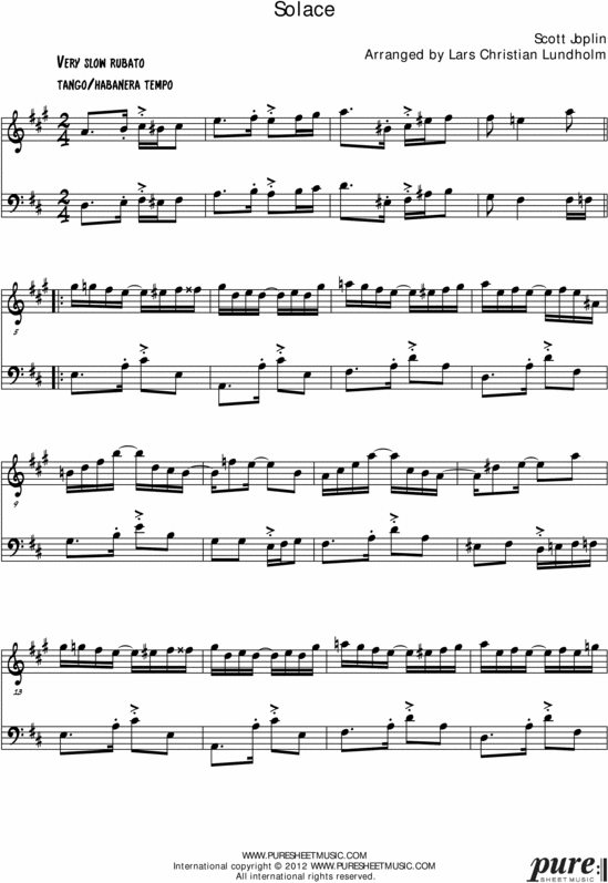 Product picture Solace Pure Sheet Music Duet for F Instrument and Tuba, Arranged by Lars Christian Lundholm