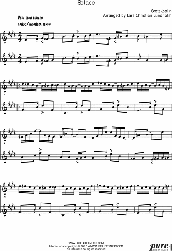 Product picture Solace Pure Sheet Music Duet for Tenor Saxophone Duo, Arranged by Lars Christian Lundholm