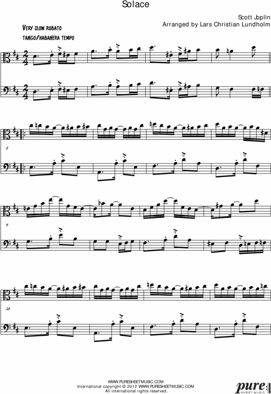 Product picture Solace Pure Sheet Music Duet for Viola and Cello, Arranged by Lars Christian Lundholm