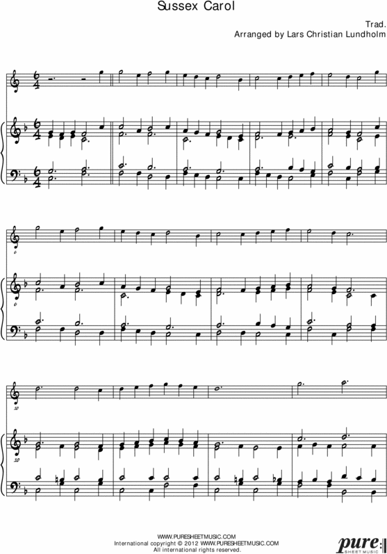 Product picture Sussex Carol Pure Sheet Music for Organ and French Horn, Arranged by Lars Christian Lundholm