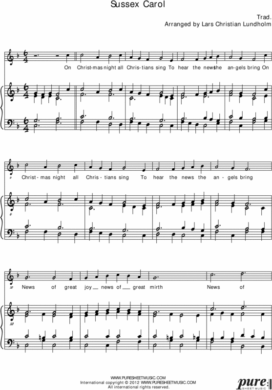 Product picture Sussex Carol Pure Sheet Music for Organ and Voice, Arranged by Lars Christian Lundholm