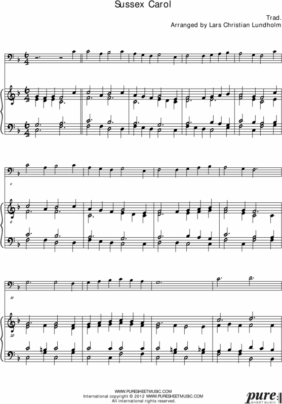 Product picture Sussex Carol Pure Sheet Music for Piano and Double Bass, Arranged by Lars Christian Lundholm