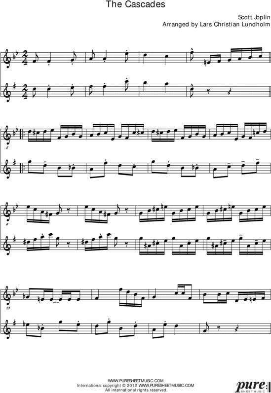 Product picture The Cascades Pure Sheet Music Duet for Cello and Baritone Saxophone, Arranged by Lars Christian Lundholm