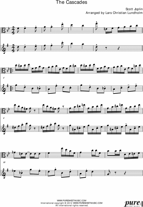 Product picture The Cascades Pure Sheet Music Duet for Viola and Eb Instrument, Arranged by Lars Christian Lundholm