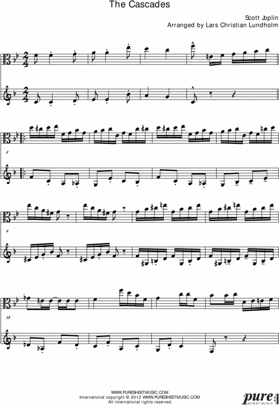 Product picture The Cascades Pure Sheet Music Duet for Viola and F Instrument, Arranged by Lars Christian Lundholm
