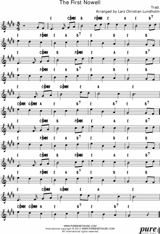 Product picture The First Nowell Pure Sheet Music Solo for Bb Instrument, Arranged by Lars Christian Lundholm