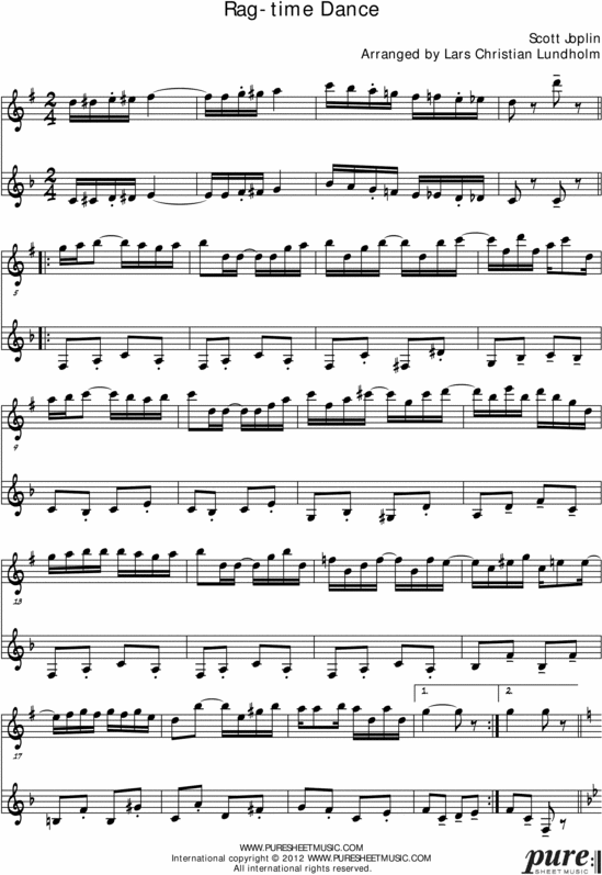 Product picture The Ragtime Dance Pure Sheet Music Duet for Baritone Saxophone and F Instrument, Arranged by Lars Christian Lundholm