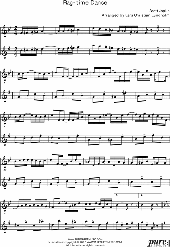 Product picture The Ragtime Dance Pure Sheet Music Duet for Flute and Eb Instrument, Arranged by Lars Christian Lundholm