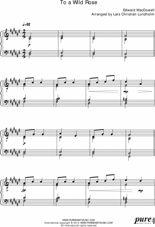 Product picture To a Wild Rose Pure Sheet Music for Organ, Arranged by Lars Christian Lundholm