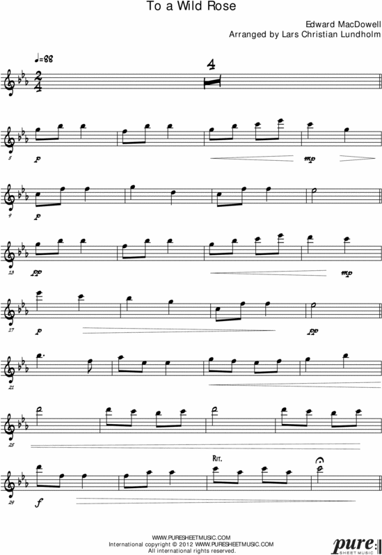 Product picture To a Wild Rose Pure Sheet Music for Organ and Baritone Saxophone, Arranged by Lars Christian Lundholm