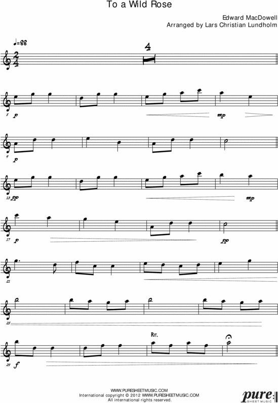 Product picture To a Wild Rose Pure Sheet Music for Organ and French Horn, Arranged by Lars Christian Lundholm