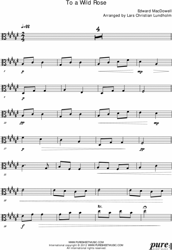 Product picture To a Wild Rose Pure Sheet Music for Organ and Viola, Arranged by Lars Christian Lundholm