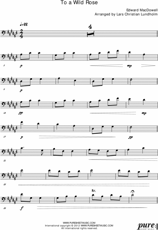 Product picture To a Wild Rose Pure Sheet Music for Piano and Bassoon, Arranged by Lars Christian Lundholm