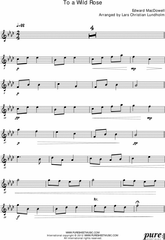 Product picture To a Wild Rose Pure Sheet Music for Piano and Trumpet, Arranged by Lars Christian Lundholm