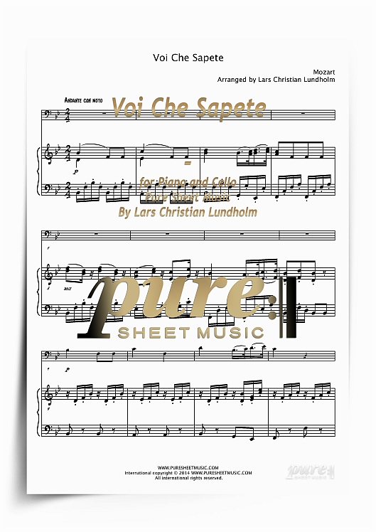 Product picture Voi Che Sapete for Piano and Cello (PDF file), Pure Sheet Music arranged by Lars Christian Lundholm