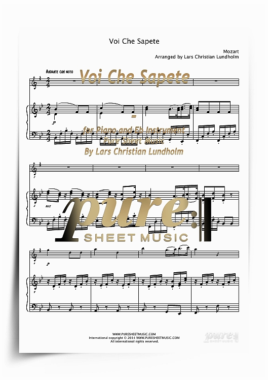 Product picture Voi Che Sapete for Piano and Eb Instrument (PDF file), Pure Sheet Music arranged by Lars Christian Lundholm