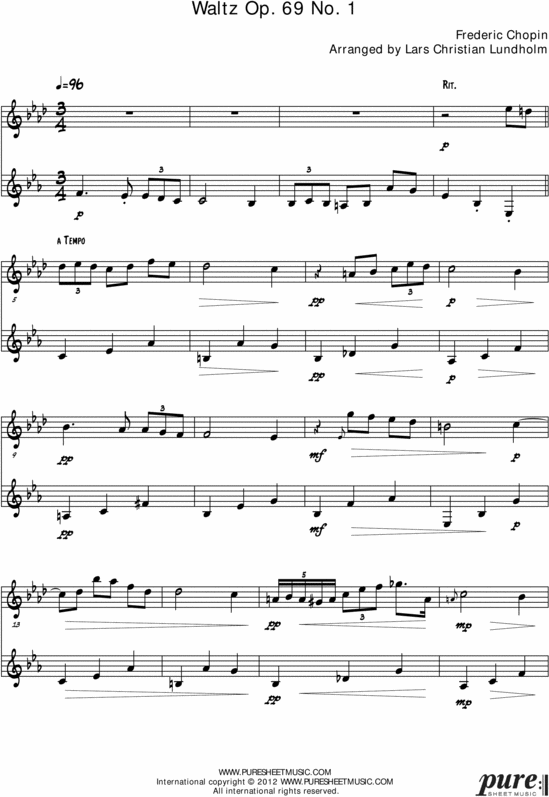 Product picture Waltz Op. 69 No. 1 Pure Sheet Music Duet for Accordion and French Horn, Arranged by Lars Christian Lundholm