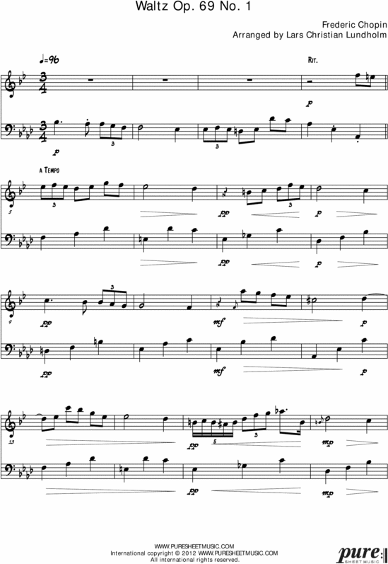 Product picture Waltz Op. 69 No. 1 Pure Sheet Music Duet for Tenor Saxophone and Accordion, Arranged by Lars Christian Lundholm