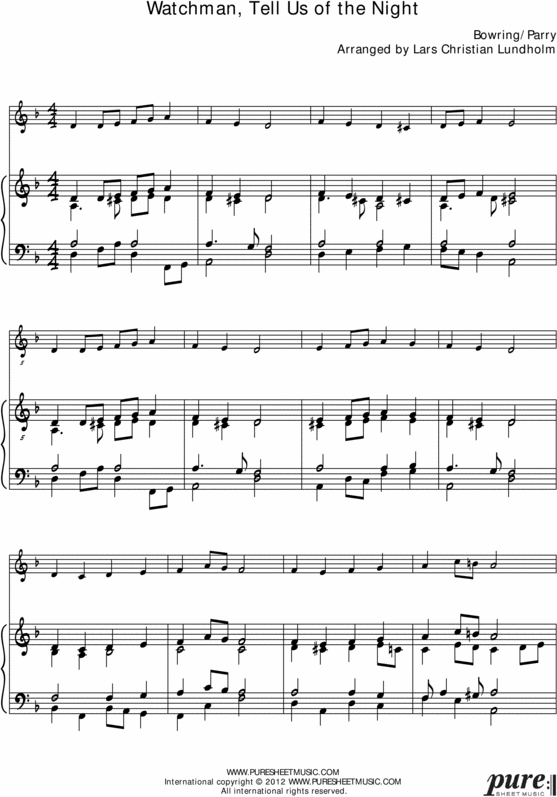 Product picture Watchman, Tell Us of the Night Pure Sheet Music for Piano and Accordion, Arranged by Lars Christian Lundholm