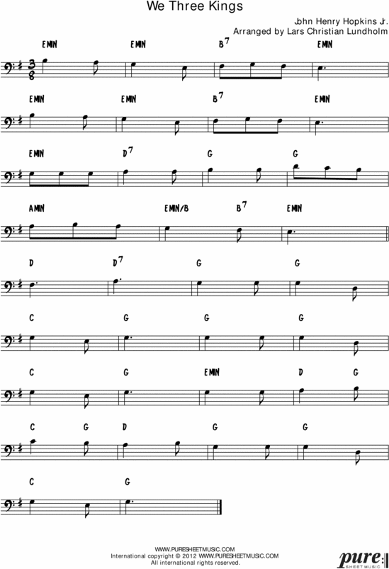 Product picture We Three Kings Pure Sheet Music Solo for Bassoon, Arranged by Lars Christian Lundholm