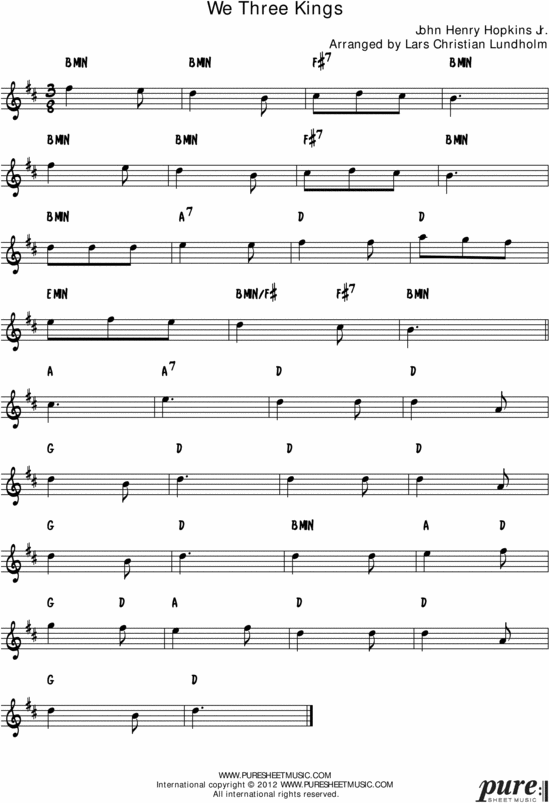 Product picture We Three Kings Pure Sheet Music Solo for French Horn, Arranged by Lars Christian Lundholm