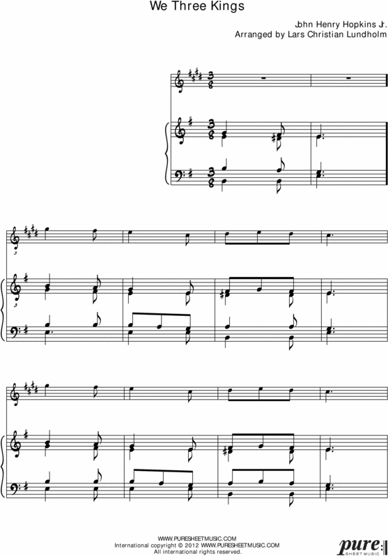 Product picture We Three Kings Pure Sheet Music for Organ and Eb Instrument, Arranged by Lars Christian Lundholm