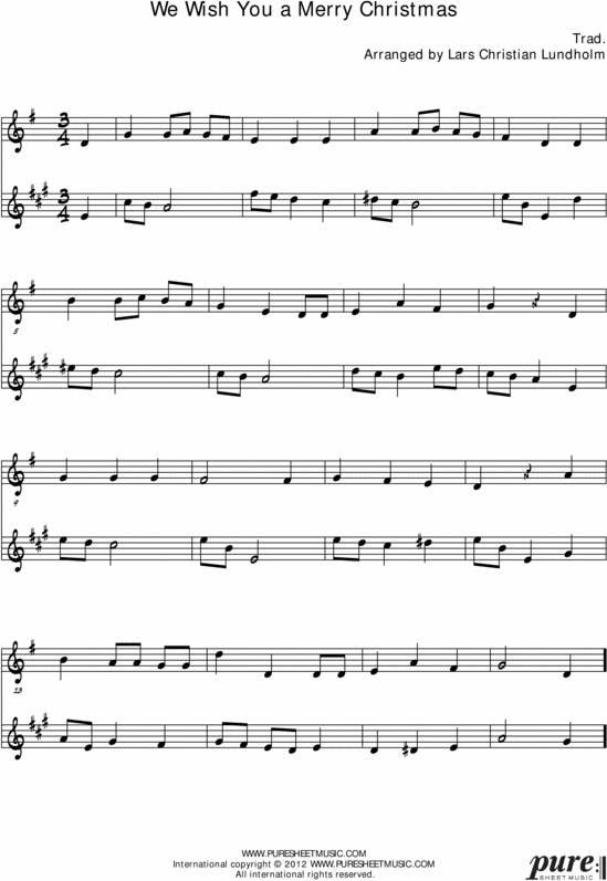 Product picture We Wish You a Merry Christmas Pure Sheet Music Duet for Accordion and Bb Instrument, Arranged by Lars Christian Lundholm