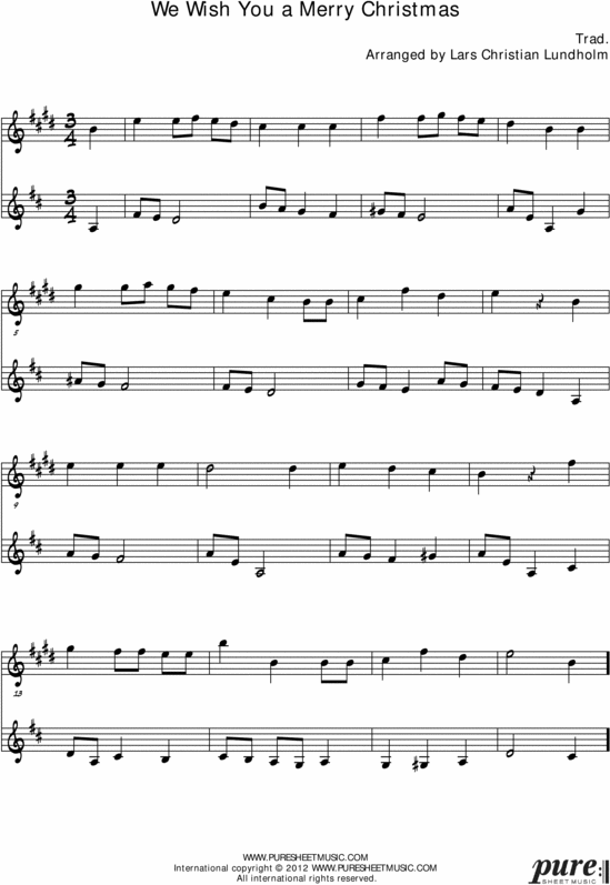 Product picture We Wish You a Merry Christmas Pure Sheet Music Duet for Baritone Saxophone and F Instrument, Arranged by Lars Christian Lundholm