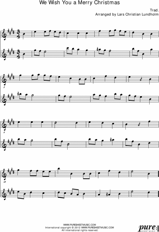 Product picture We Wish You a Merry Christmas Pure Sheet Music Duet for Eb Instrument Duo, Arranged by Lars Christian Lundholm
