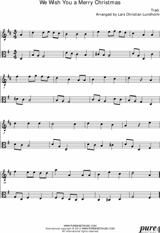 Product picture We Wish You a Merry Christmas Pure Sheet Music Duet for F Instrument and Viola, Arranged by Lars Christian Lundholm