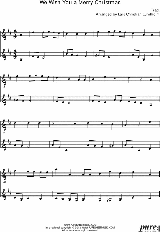 Product picture We Wish You a Merry Christmas Pure Sheet Music Duet for Flute and Viola, Arranged by Lars Christian Lundholm