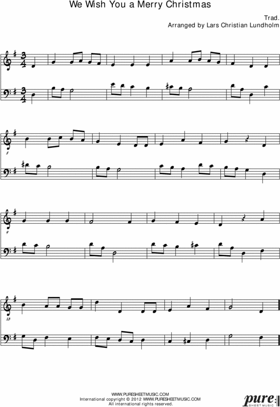 Product picture We Wish You a Merry Christmas Pure Sheet Music Duet for Flute and Double Bass, Arranged by Lars Christian Lundholm