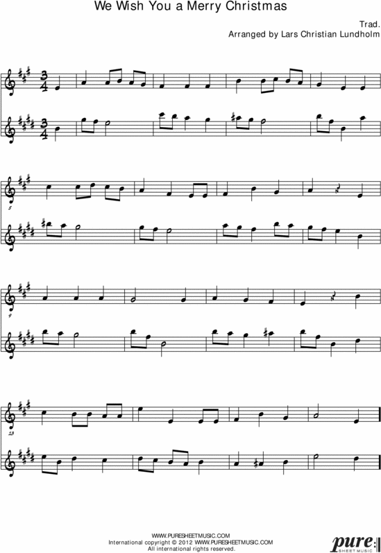 Product picture We Wish You a Merry Christmas Pure Sheet Music Duet for Tenor Saxophone and Eb Instrument, Arranged by Lars Christian Lundholm