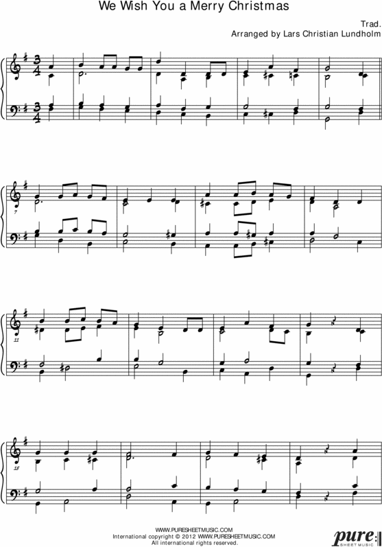 Product picture We Wish You a Merry Christmas Pure Sheet Music for Organ, Arranged by Lars Christian Lundholm