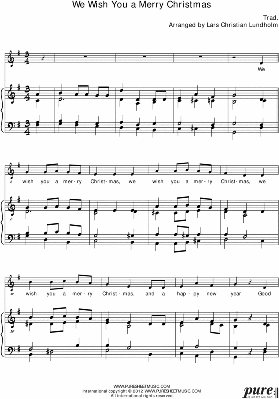Product picture We Wish You a Merry Christmas Pure Sheet Music for Organ and Voice, Arranged by Lars Christian Lundholm